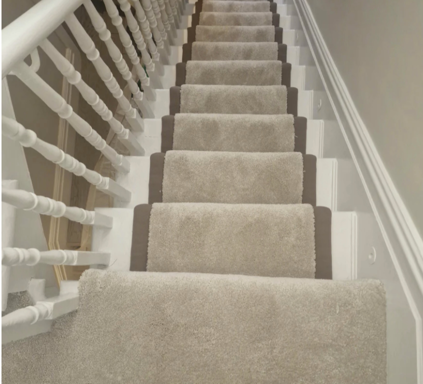 Grey cut pile stair runner