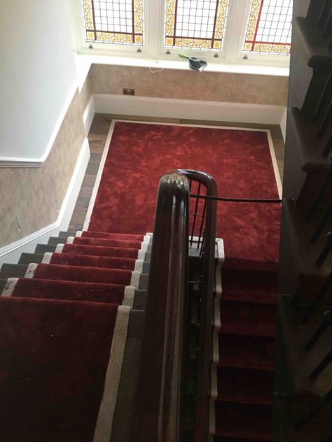 Designer homes red velvet stair runner with gold border floor runner fitted