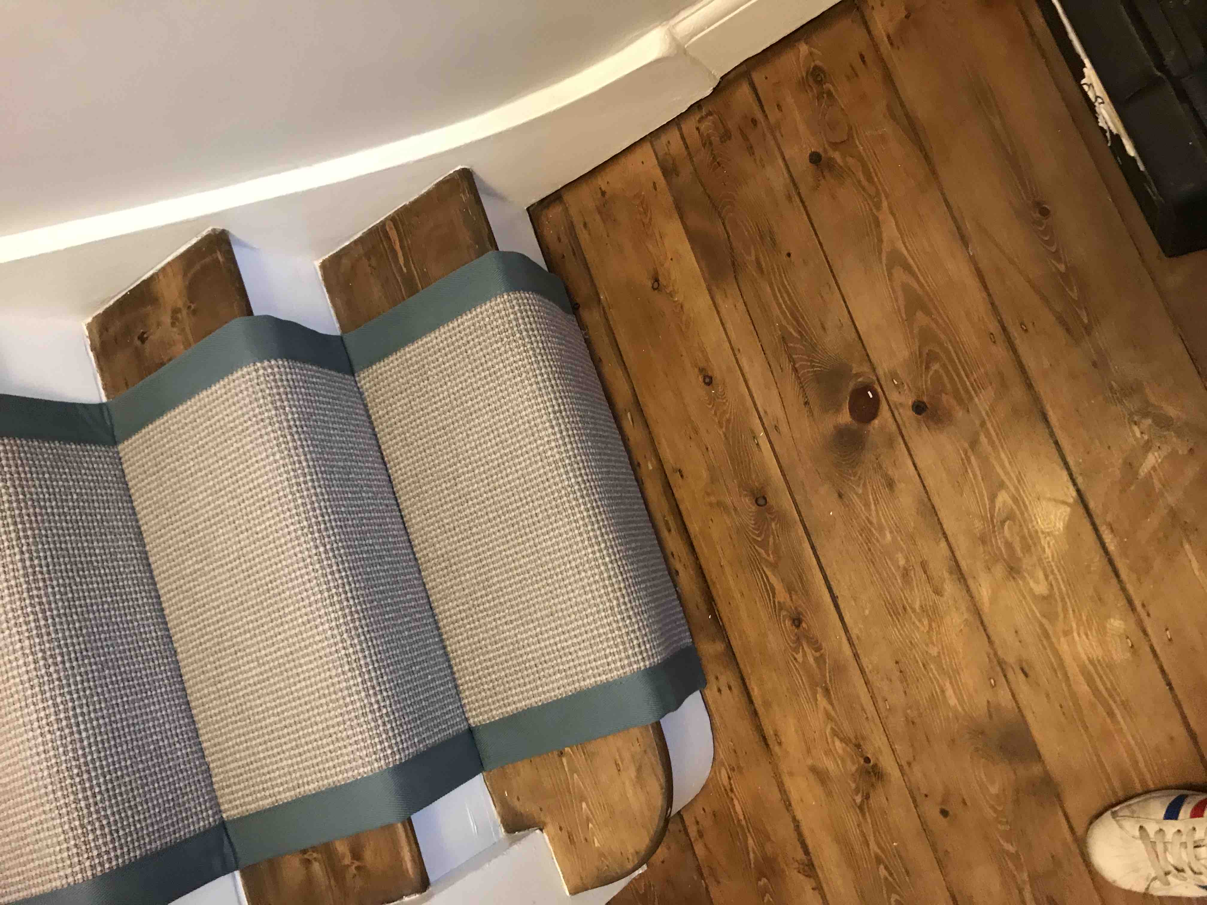Grey stair runner with a contrasting border, Highgate