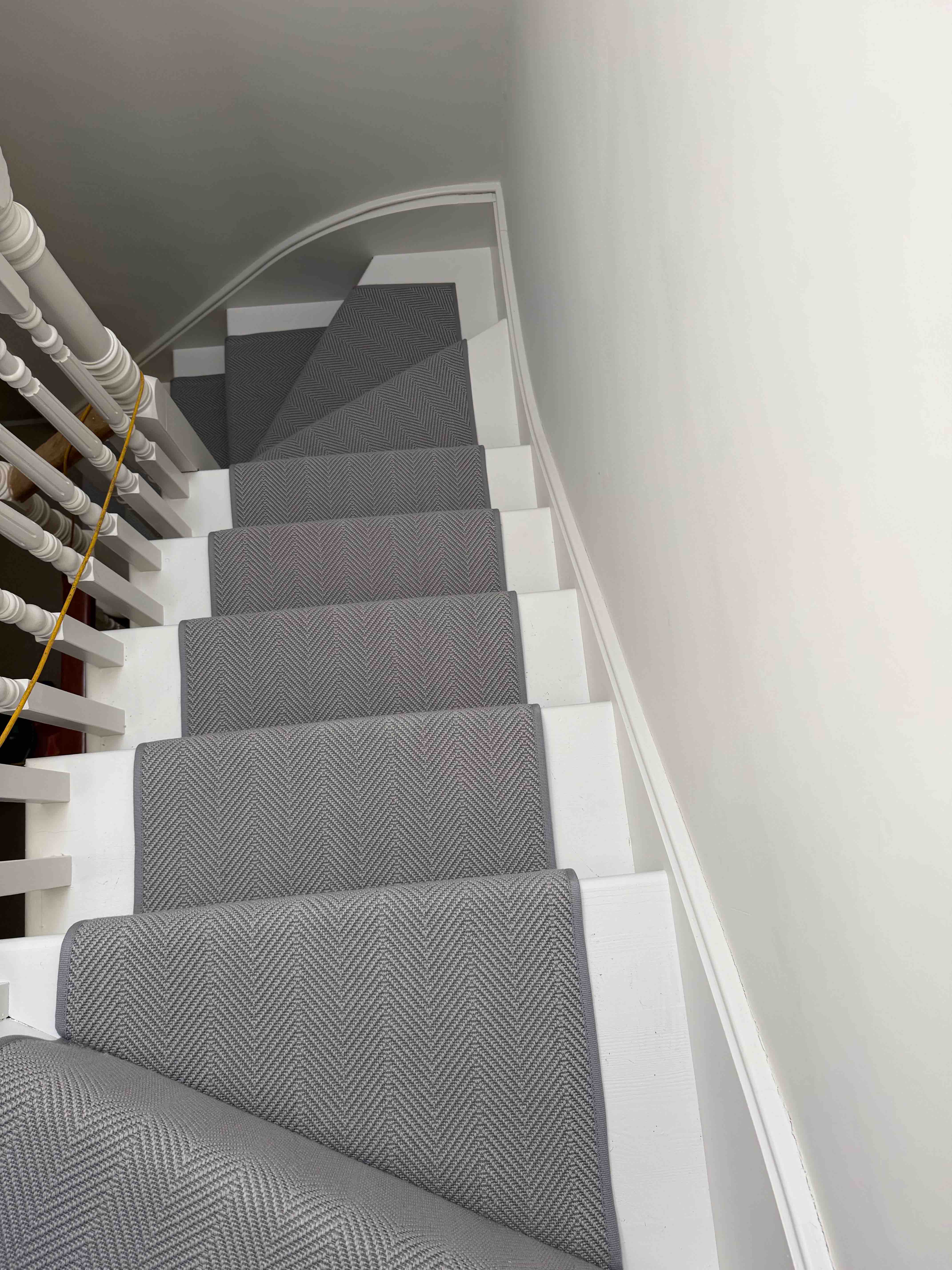 Light grey herringbone stair runner