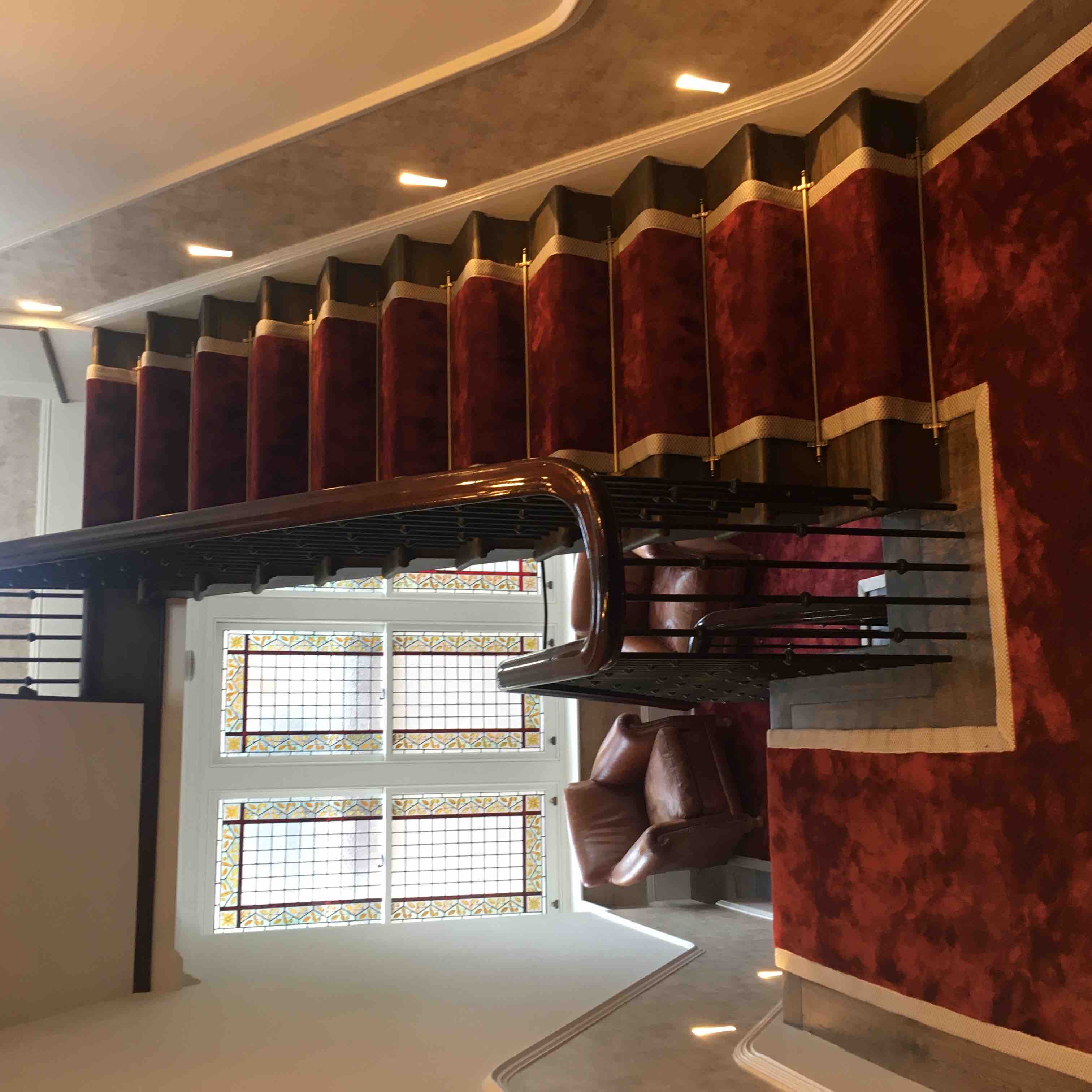 Red and gold patterned stair runner, Richmond period property