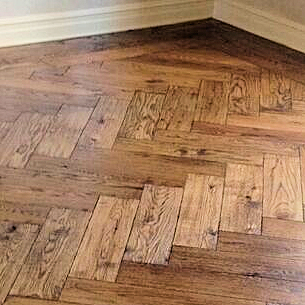 Chevron patterned wooden floor